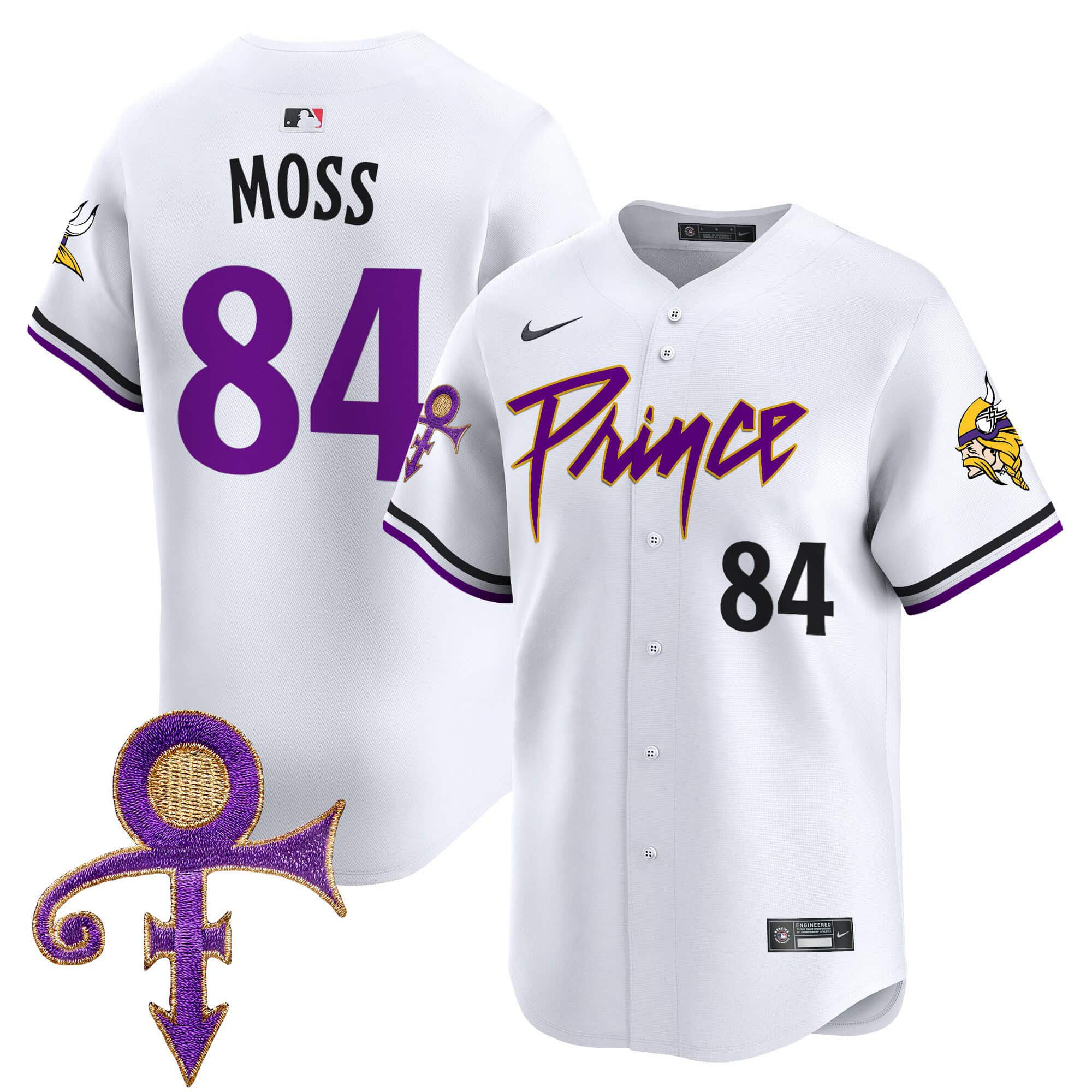 Men Minnesota Vikings #84 Moss White 2024 Nike Prince Patch Vapor Premier Limited NFL Jersey